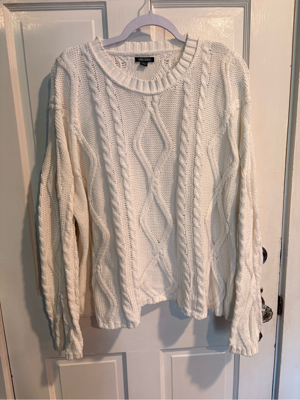 wild fable Cream Cable Knit Crewneck Sweater